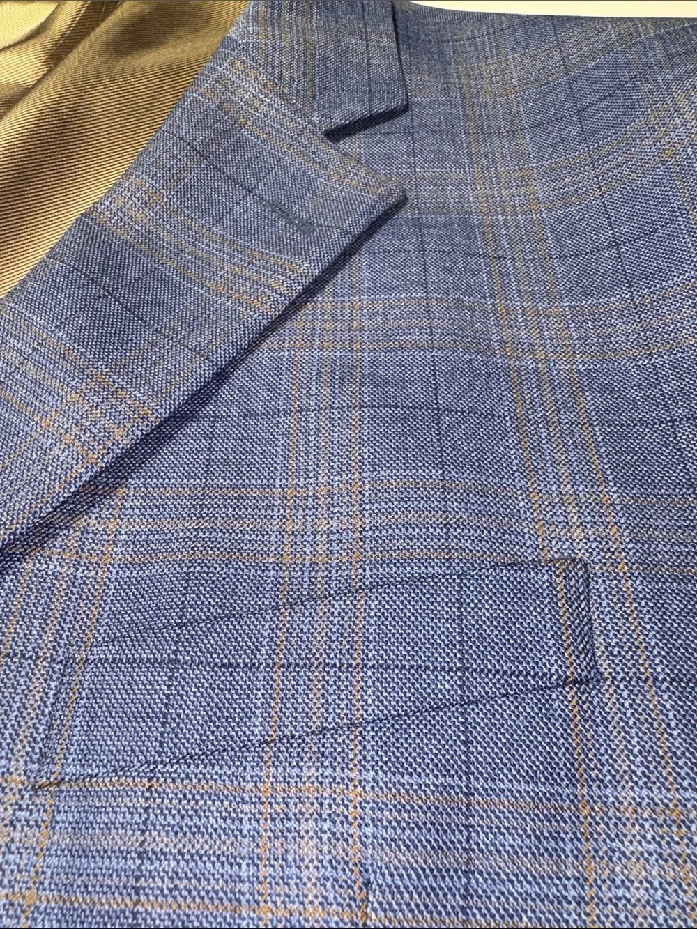 Jack Victor Blue Sport Coat with Tan Windowpane